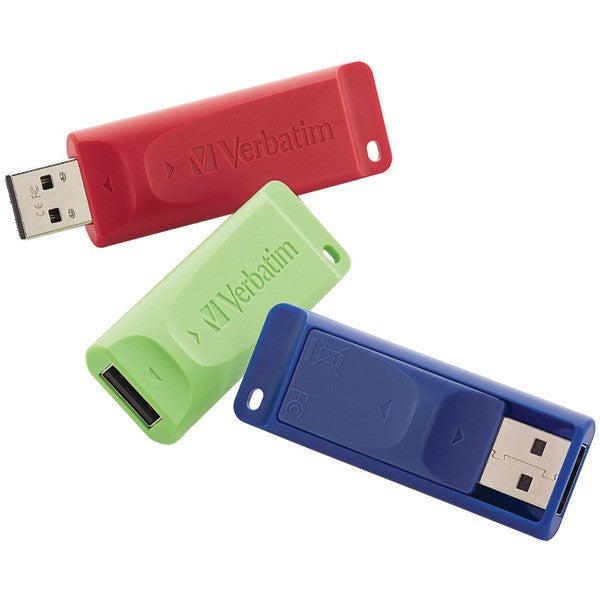 VERBATIM 98703 8GB Store 'n' Go(R) USB Flash Drives, 3 pk