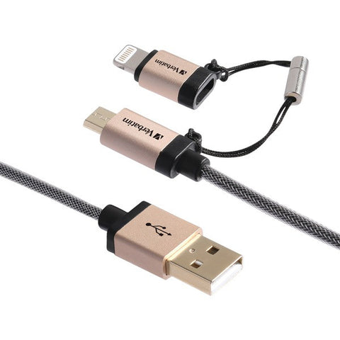 VERBATIM 99218 Charge & Sync Micro USB Cable with Lightning(R) Adapter, 47" (Champagne)