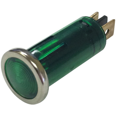 BATTERY DOCTOR 20542 12-Volt .5" Round Indicator Light with Chrome Bezel (Green)