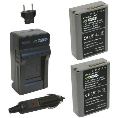 WASABI POWER KIT-BTR-BLN1-LCH-BLN1 Olympus(R) BLN-1 Battery 2-Pack & Charger