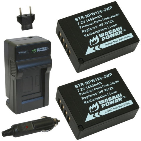 WASABI POWER KIT-BTR-NPW126-LCH-NPW126 Fujifilm(R) NP-W126 Battery 2-Pack & Charger