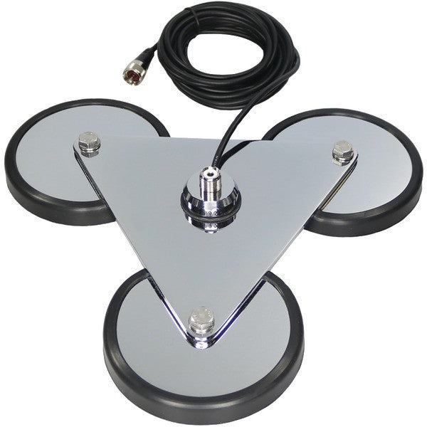 TRAM 32692 5" Tri-Magnet SO239 Antenna Mount with Rubber Boots & 18ft RG58A-U Coaxial Cable